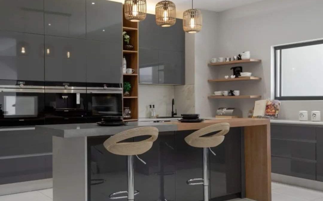 Charcoal Grey With Oak Wood Kitchen