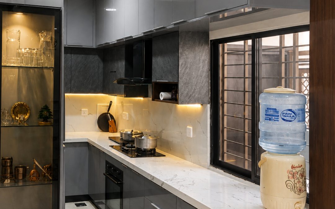 Sky & Textured Charcoal Grey Kitchen